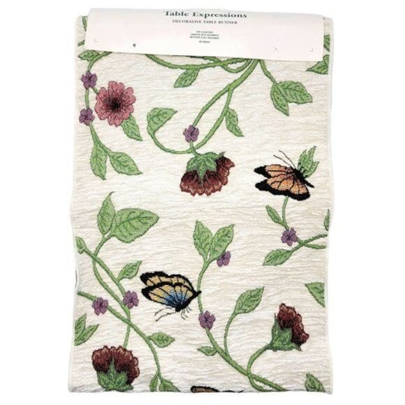 Table Expressions Mariposa Runner Flower Butterfly Spring Decor 13" x 72" NWT - Picture 3 of 5